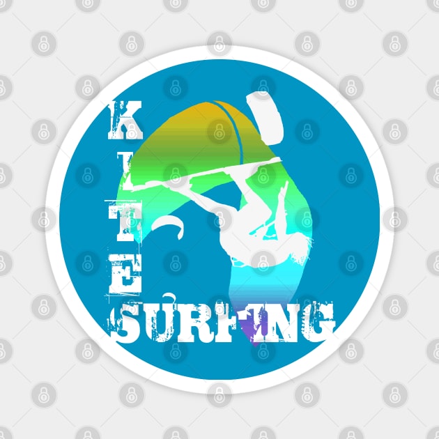 Kite Surfing WIth Freestyle Kitesurfer And Kite 14 Magnet by taiche